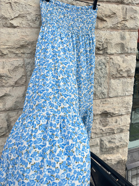 Boho-kjol i fint print - blå