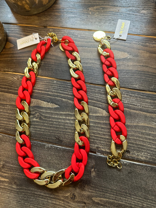 Halsband röd/guld