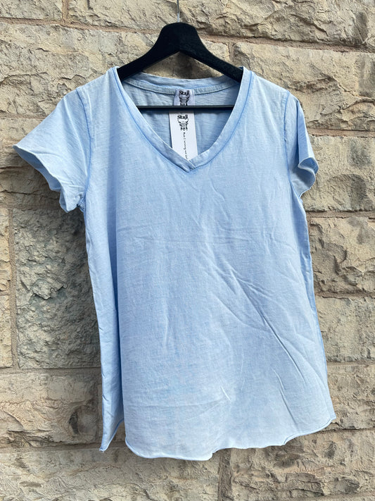 A-formad t-shirt ljusblå