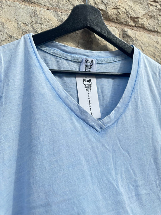 A-formad t-shirt ljusblå